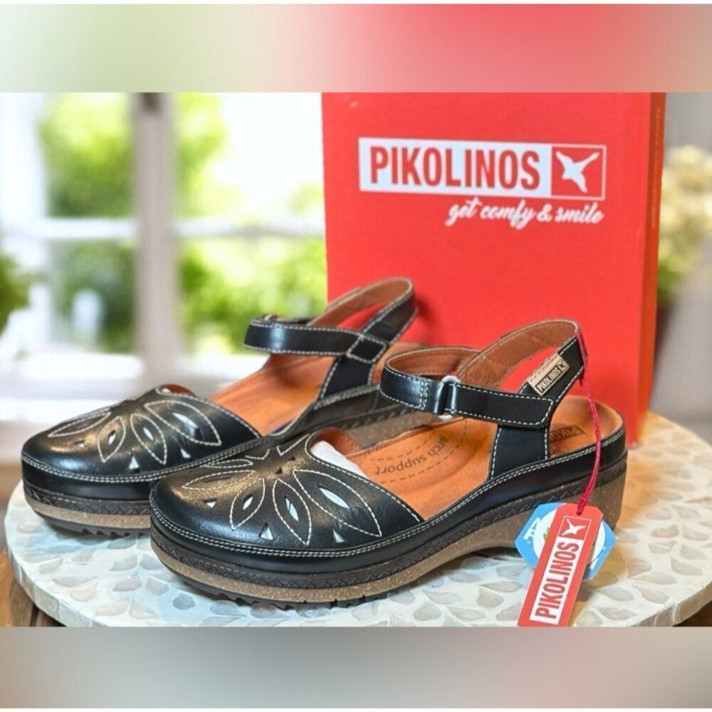 Pikolinos Granada W0W-1985 Black Leather Mary Jane Shoes Women’s EU 37 US 6.5